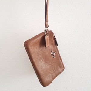 Coach New York Leather Double Zipper Wristlet